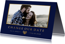 Change-our-Date-Karte Hochzeit Foto und Herz