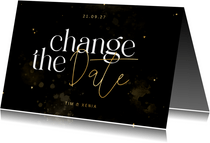 Change-the-Date Karte Hochzeitstermin schwarz-gold