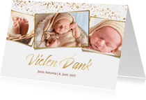 Dankeskarte Geburt Fotocollage Goldlook