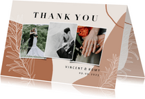 Dankeskarte Hochzeit filigrane Zweige Fotocollage