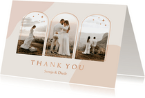 Dankeskarte Hochzeit Fotocollage Bogenfenster Kupfer