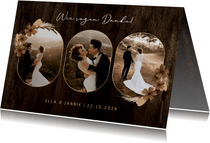 Dankeskarte Hochzeit Fotoserie Holz mit Trockenblumen