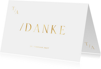 Dankeskarte Hochzeit Goldschrift minimalistisch