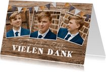 Dankeskarte Jugendweihe Fotocollage auf Holz
