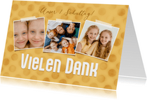 Danksagung 1. Schultag Zwilling Fotos & gelbe Tupfen