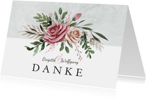 Danksagungskarte Hochzeitstag Rosenstrauß