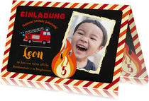Einladung Kindergeburtstag Feuerwehr mit Foto