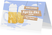 Einladung zur Après-Ski Fete mit Bierkrügen