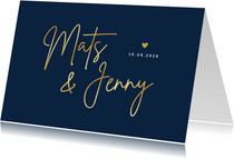 Einladungskarte Hochzeit klassisch Dunkelblau
