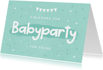 Einladungskarte zur Babyparty mintgrün