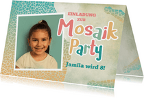 Foto-Einladung zum Mosaik-Kindergeburtstag
