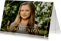 Fotokarte Einladung Kommunion goldene Linien