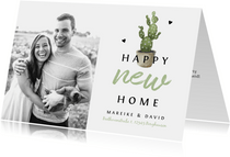 Fotokarte Einweihung 'happy new home' mit Kaktus