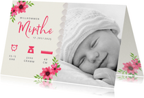 Geburtskarte Foto, Blumen & Symbole