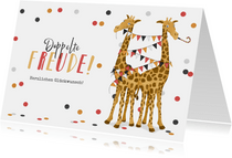 Glückwunschkarte Giraffen rot Zwilling doppelte Freude