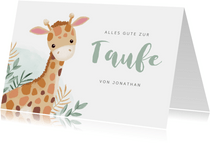 Gratulationskarte Taufe kleine Giraffe