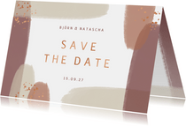 Karte 'Save the Date' Pinselstriche kupfer