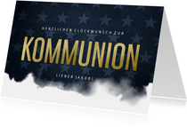 Kommunions-Glückwunschkarte blaue Sterne