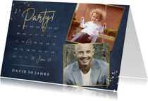 Partyeinladung Geburtstag blau Kalender & Fotos
