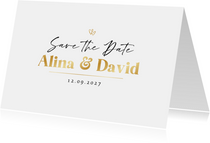 Save the Date Karte zur Hochzeit Goldschrift