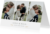 Save-the-Date-Karte zur Hochzeit mit eigenem Foto und Herzen