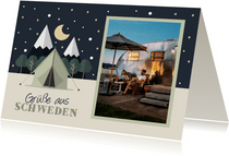 Urlaubskarte Zelt bei Nacht und eigenes Foto