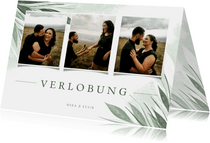 Verlobungskarte Fotocollage zierliche Blätter