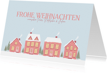 Weihnachtskarte Häuserreihe im Schnee