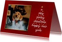 Weihnachtskarte in Rot mit Foto in Goldrahmen