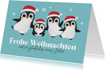 Weihnachtskarte lustige Pinguinfamilie