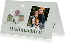 Weihnachtskarte mit Foto und Weihnachtshäusern