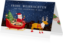 Weihnachtskarte Weihnachtsmann in Schlitten