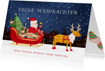 Weihnachtskarte Weihnachtsmann Schlitten 