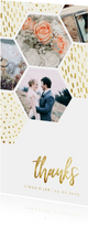 Dankeskarte zur Hochzeit mit Fotocollage im Goldlook