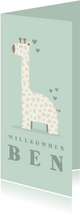 Glückwunschkarte zur Geburt Giraffe grün Willkommen