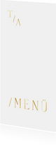 Menükarte Goldschrift minimalistisch