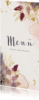 Menükarte Taufe Watercolour rosa botanisch