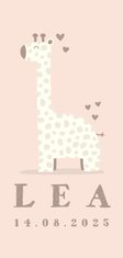 Dankeskarte zur Geburt Giraffe rosé Foto innen