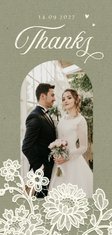 Danksagung Hochzeit romantisch Spitze olivgrün