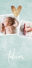 Danksagung zur Geburt grün mit 4 Fotos Winterlook