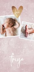 Danksagung zur Geburt rosa mit 4 Fotos Winterlook