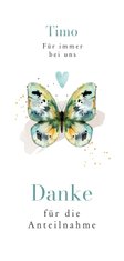 Danksagungskarte Trauer blauer Schmetterling in Aquarell