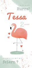 Einladung Kindergeburtstag Flamingo mit Herzen