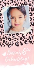 Einladung Kindergeburtstag Foto Leopard rosa