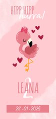 Einladung Kindergeburtstag Wasserfarbe, Flamingo und Herzen