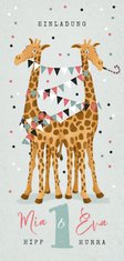 Einladung Kindergeburtstag Zwilling lustige Giraffen