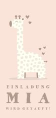 Einladungskarte Taufe Giraffe rosa Foto innen