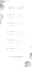 Einladungskarte Timeline Hochzeit Eukalyptus Silberlook