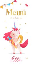 Einschulung Menükarte Unicorn mit Schultüte