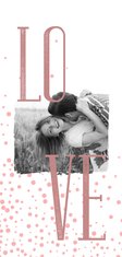 Foto-Liebeskarte LOVE Typografie und rosa Punkte